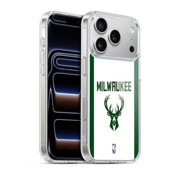 NBA Milwaukee Bucks Logo White Design Soft Gel Case for Apple iPhone 17 Pro