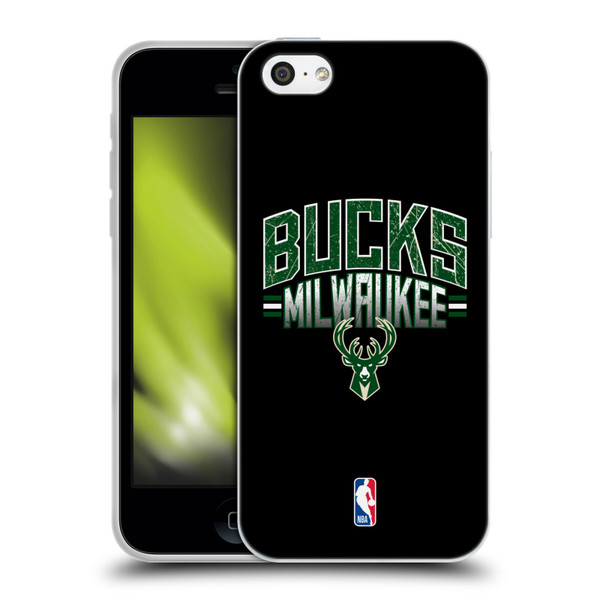 NBA Milwaukee Bucks Logo Black Soft Gel Case for Apple iPhone 5c