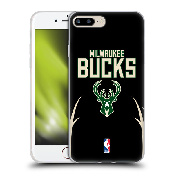 NBA Milwaukee Bucks Logo Black Design Soft Gel Case for Apple iPhone 7 Plus / iPhone 8 Plus & MagSafe