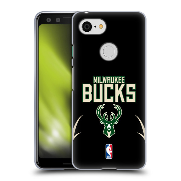 NBA Milwaukee Bucks Logo Black Design Soft Gel Case for Google Pixel 3