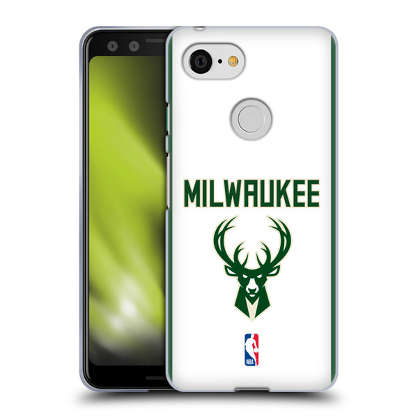 NBA Milwaukee Bucks Logo White Design Soft Gel Case for Google Pixel 3