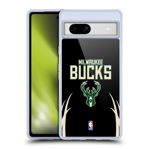 NBA Milwaukee Bucks Logo Black Design Soft Gel Case for Google Pixel 7a