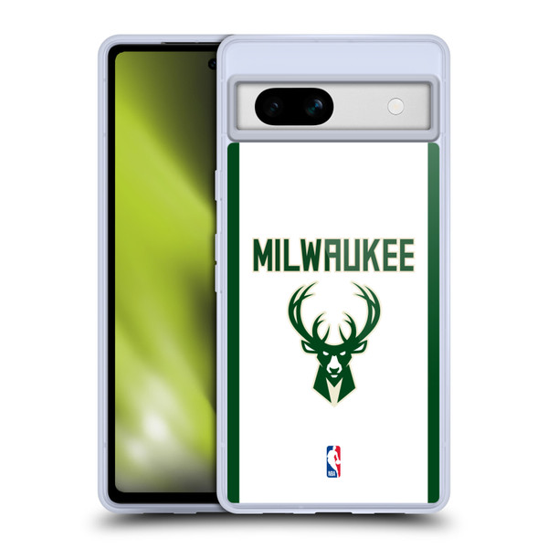 NBA Milwaukee Bucks Logo White Design Soft Gel Case for Google Pixel 7a