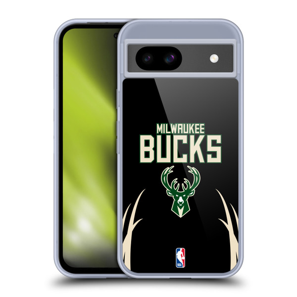 NBA Milwaukee Bucks Logo Black Design Soft Gel Case for Google Pixel 8a