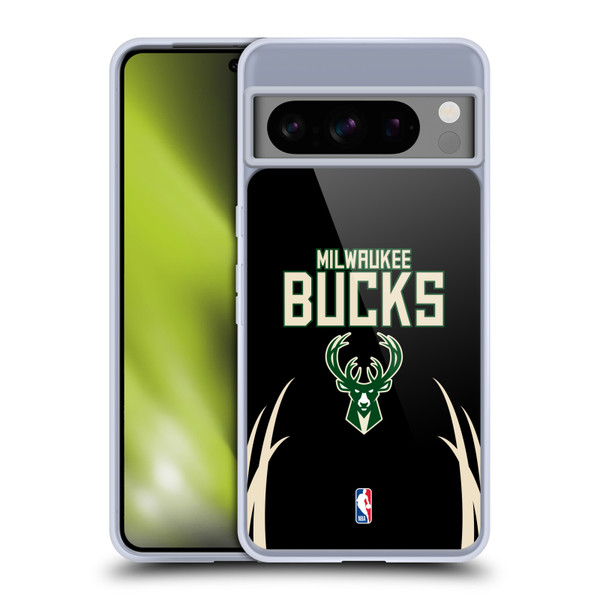 NBA Milwaukee Bucks Logo Black Design Soft Gel Case for Google Pixel 8 Pro