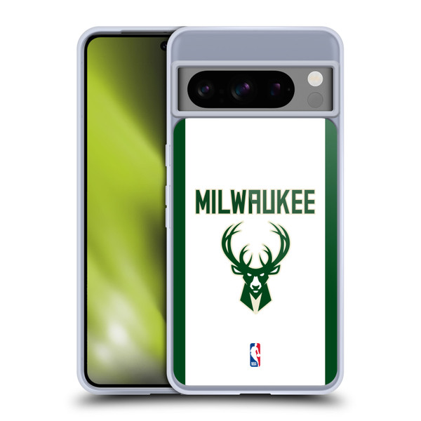 NBA Milwaukee Bucks Logo White Design Soft Gel Case for Google Pixel 8 Pro