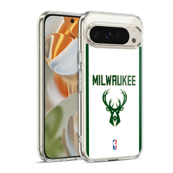 NBA Milwaukee Bucks Logo White Design Soft Gel Case for Google Pixel 9 / Pixel 9 Pro
