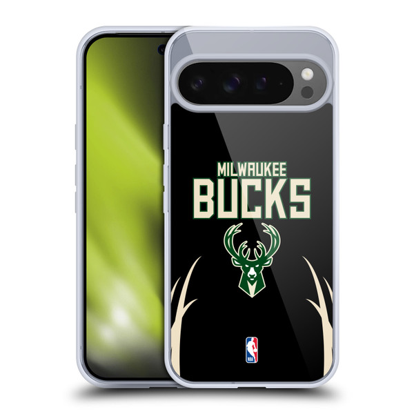NBA Milwaukee Bucks Logo Black Design Soft Gel Case for Google Pixel 9 Pro XL