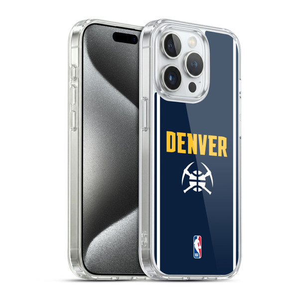 NBA Denver Nuggets Logo Midnight Blue Design Soft Gel Case for Apple iPhone 15 Pro & MagSafe