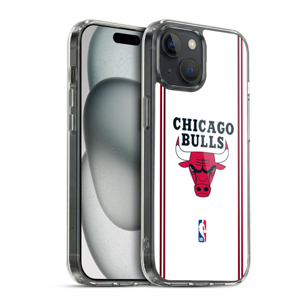 NBA Chicago Bulls Logo White Design Soft Gel Case for Apple iPhone 15 & MagSafe