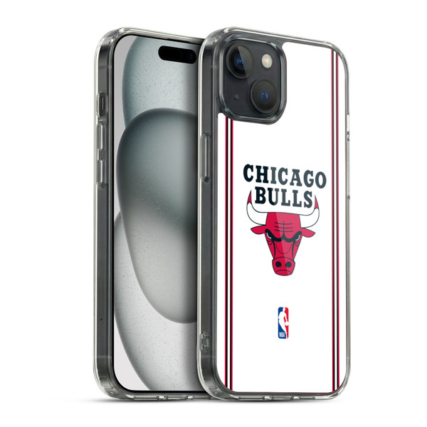 NBA Chicago Bulls Logo White Design Soft Gel Case for Apple iPhone 15 Plus & MagSafe