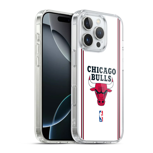NBA Chicago Bulls Logo White Design Soft Gel Case for Apple iPhone 16 Pro & MagSafe