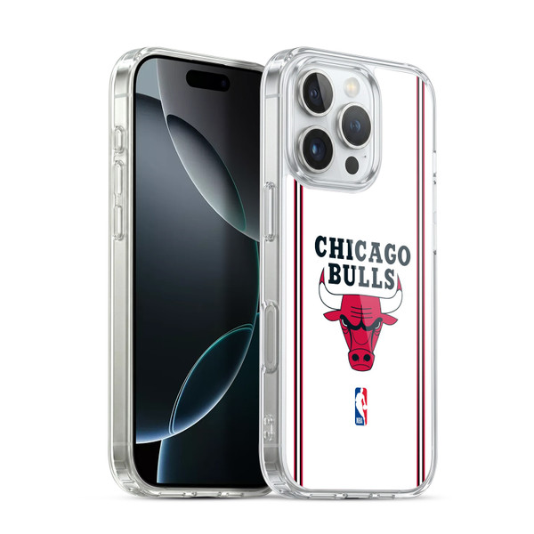 NBA Chicago Bulls Logo White Design Soft Gel Case for Apple iPhone 16 Pro & MagSafe