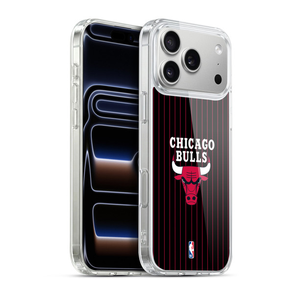 NBA Chicago Bulls Logo Black Pinstripe Design Soft Gel Case for Apple iPhone 17 Pro Max
