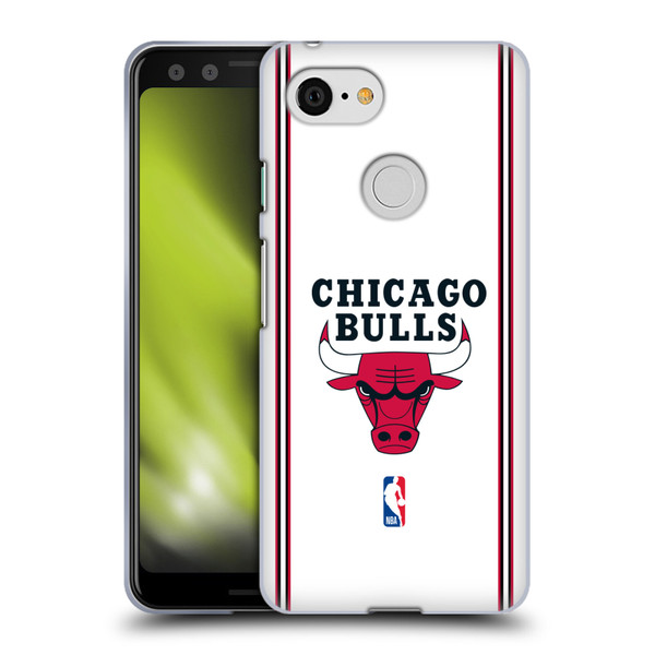 NBA Chicago Bulls Logo White Design Soft Gel Case for Google Pixel 3