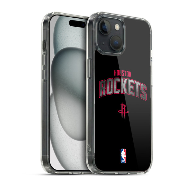 NBA Houston Rockets Logo Black Soft Gel Case for Apple iPhone 15 & MagSafe