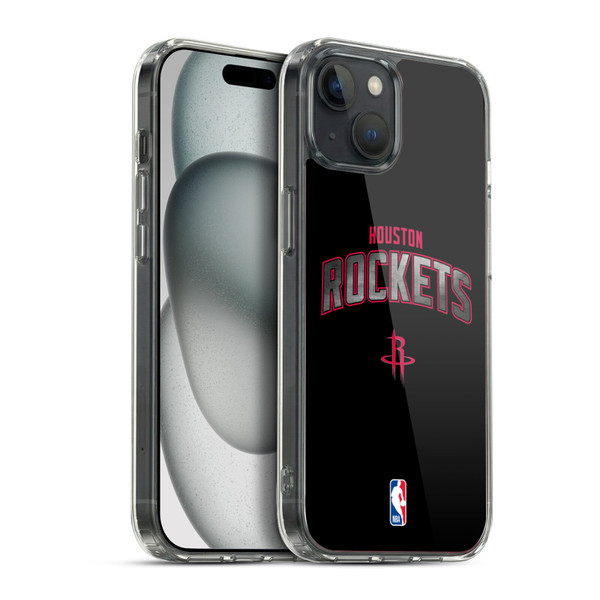 NBA Houston Rockets Logo Black Soft Gel Case for Apple iPhone 15 Plus & MagSafe