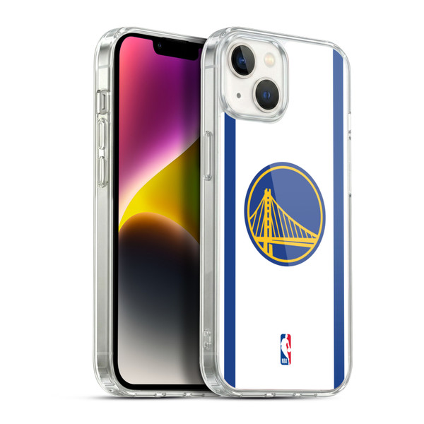 NBA Golden State Warriors Logo White Design Soft Gel Case for Apple iPhone 14 Plus & MagSafe