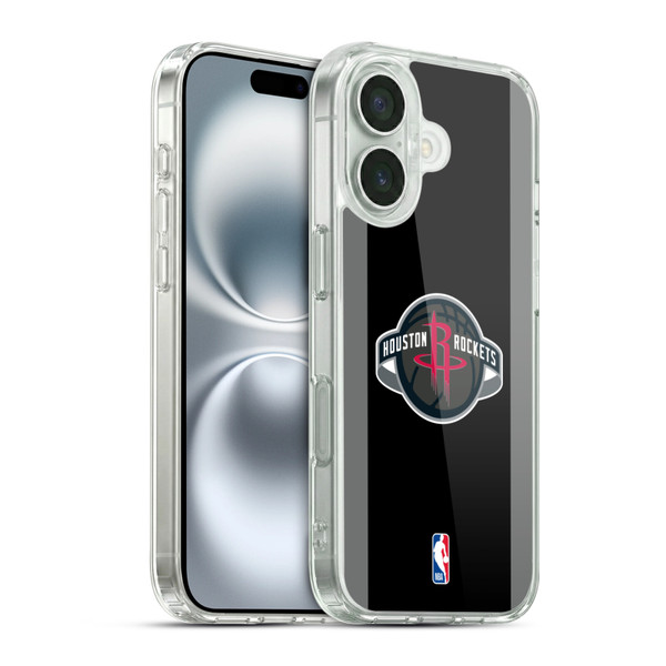 NBA Houston Rockets Logo Black Design Soft Gel Case for Apple iPhone 16 & MagSafe