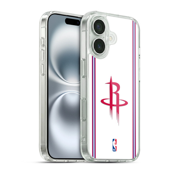 NBA Houston Rockets Logo White Design Soft Gel Case for Apple iPhone 16 & MagSafe