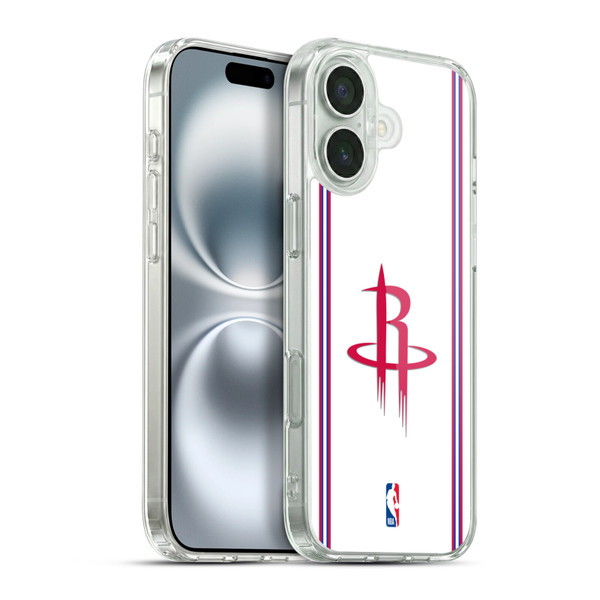 NBA Houston Rockets Logo White Design Soft Gel Case for Apple iPhone 16 Plus & MagSafe