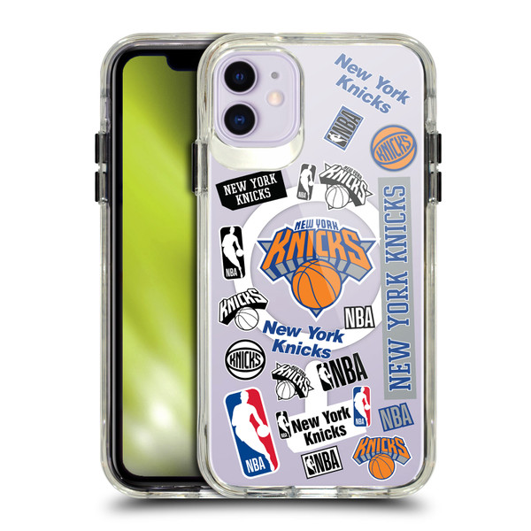 NBA New York Knicks Sticker Collage Print SHOCKPROOF BUMPER CASE COMPATIBLE WITH Apple iPhone 11 & MAGSAFE
