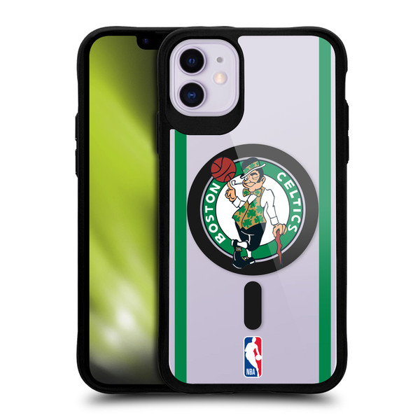 NBA Boston Celtics Logo Black Green Design Text BLACK SHOCKPROOF BUMPER CASE COMPATIBLE WITH Apple iPhone 11 & MAGSAFE