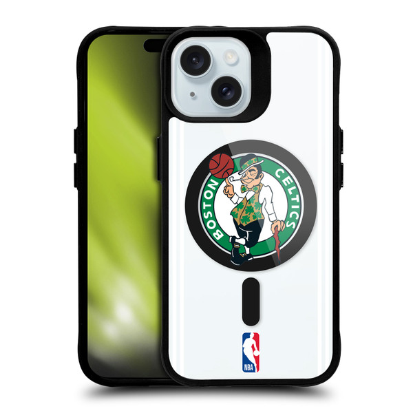 NBA Boston Celtics Logo Green Design Text BLACK SHOCKPROOF BUMPER CASE COMPATIBLE WITH Apple iPhone 15 & MAGSAFE