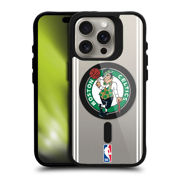 NBA Boston Celtics Logo Green Design Text BLACK SHOCKPROOF BUMPER CASE COMPATIBLE WITH Apple iPhone 15 Pro & MAGSAFE