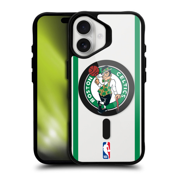 NBA Boston Celtics Logo Black Green Design Text BLACK SHOCKPROOF BUMPER CASE COMPATIBLE WITH Apple iPhone 16 & MAGSAFE
