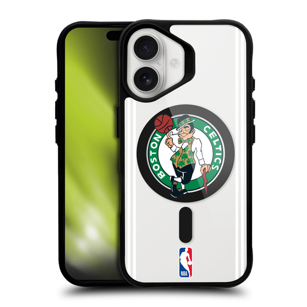 NBA Boston Celtics Logo Green Design Text BLACK SHOCKPROOF BUMPER CASE COMPATIBLE WITH Apple iPhone 16 & MAGSAFE