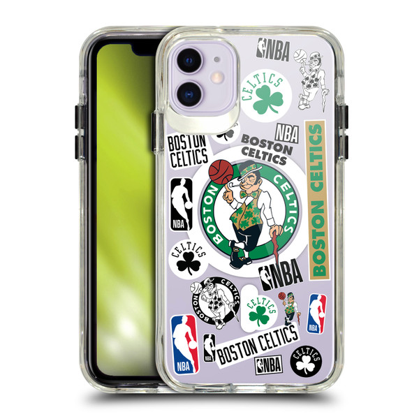 NBA Boston Celtics Sticker Collage Print SHOCKPROOF BUMPER CASE COMPATIBLE WITH Apple iPhone 11 & MAGSAFE