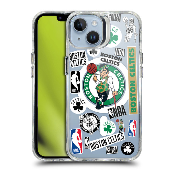 NBA Boston Celtics Sticker Collage Print SHOCKPROOF BUMPER CASE COMPATIBLE WITH Apple iPhone 14 & MAGSAFE