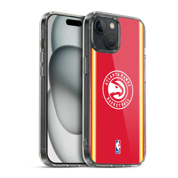 NBA Atlanta Hawks Logo Red Design Soft Gel Case for Apple iPhone 15 & MagSafe