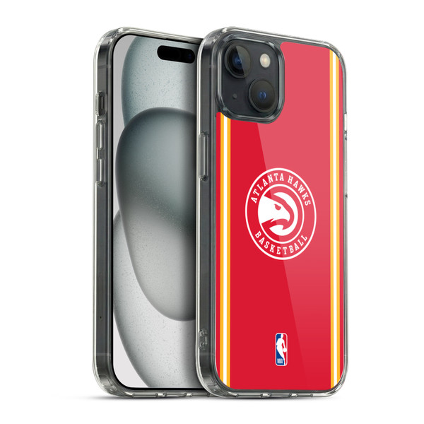 NBA Atlanta Hawks Logo Red Design Soft Gel Case for Apple iPhone 15 Plus & MagSafe