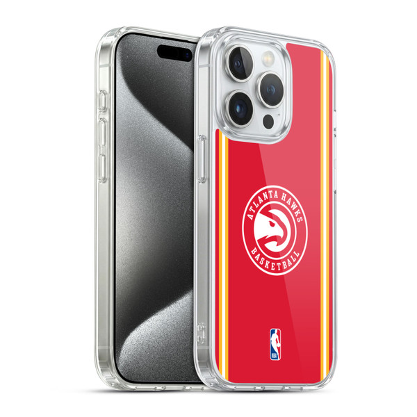 NBA Atlanta Hawks Logo Red Design Soft Gel Case for Apple iPhone 15 Pro & MagSafe