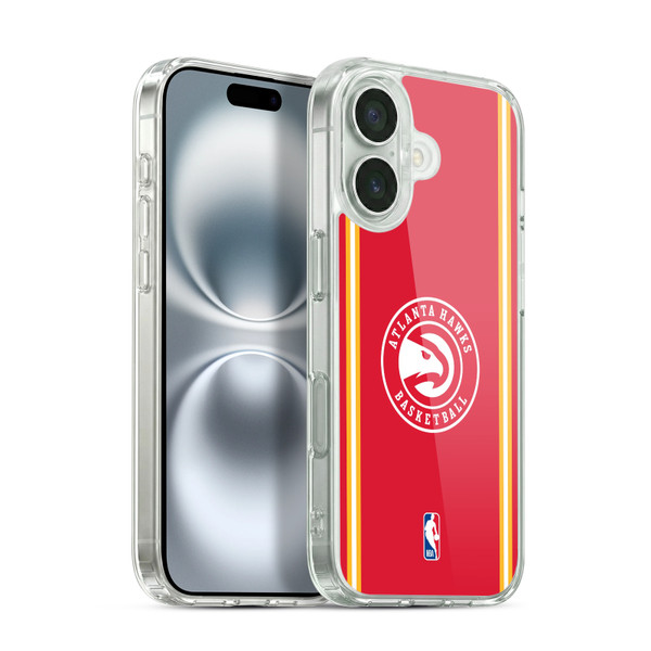 NBA Atlanta Hawks Logo Red Design Soft Gel Case for Apple iPhone 16 & MagSafe