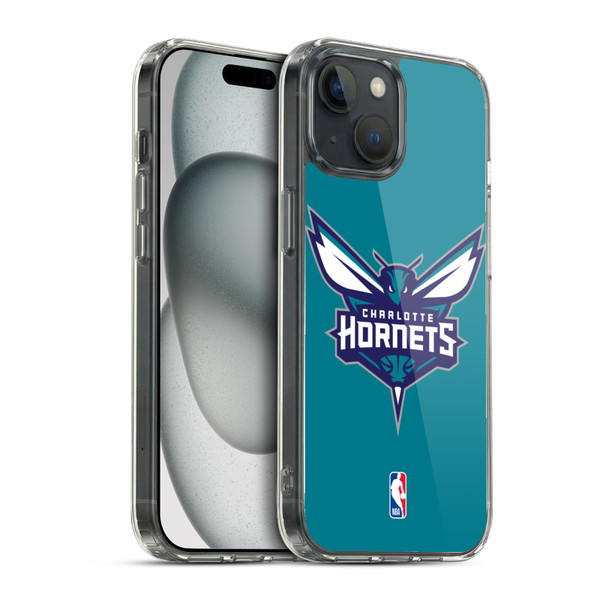 NBA Charlotte Hornets Logo Teal Soft Gel Case for Apple iPhone 15 & MagSafe