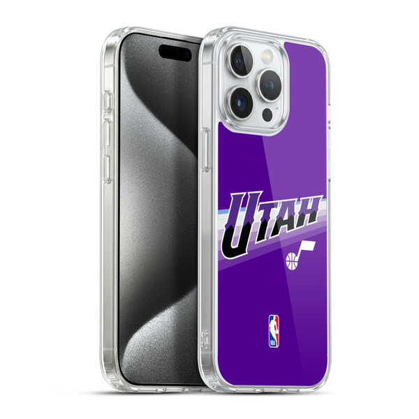 NBA Utah Jazz Logo Purple Design Soft Gel Case for Apple iPhone 15 Pro Max & MagSafe