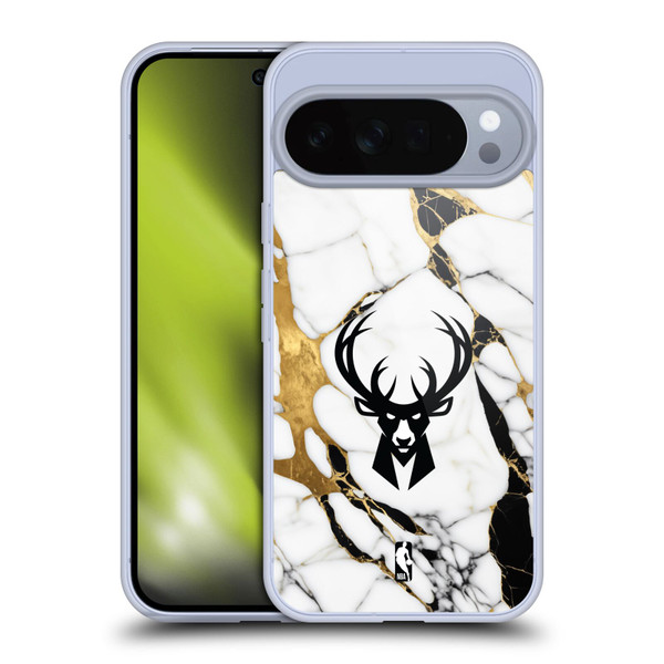 NBA Milwaukee Bucks White Marble Soft Gel Case for Google Pixel 10 Pro XL