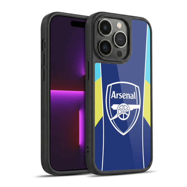 Arsenal FC Training Patterns Blue Yellow Gel Armour Case For Apple iPhone 14 Pro