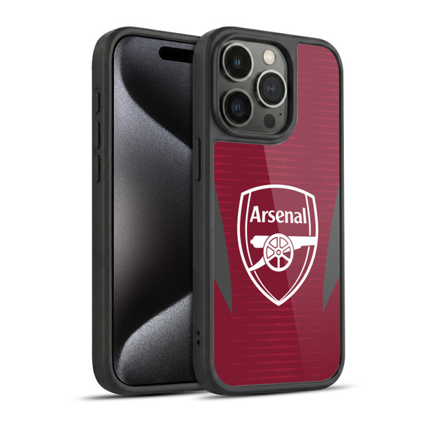 Arsenal FC Training Patterns Burgundy Gel Armour Case For Apple iPhone 15 Pro