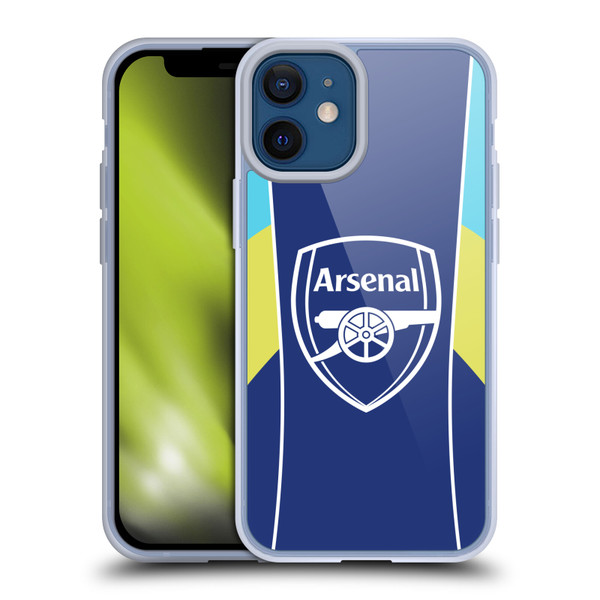 Arsenal FC Training Patterns Blue Yellow Soft Gel Case for Apple iPhone 12 Mini & MagSafe