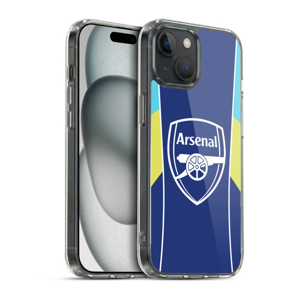 Arsenal FC Training Patterns Blue Yellow Soft Gel Case for Apple iPhone 15 & MagSafe