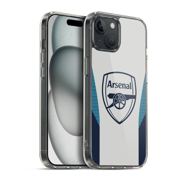 Arsenal FC Training Patterns Grey Soft Gel Case for Apple iPhone 15 Plus & MagSafe