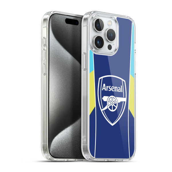 Arsenal FC Training Patterns Blue Yellow Soft Gel Case for Apple iPhone 15 Pro Max & MagSafe