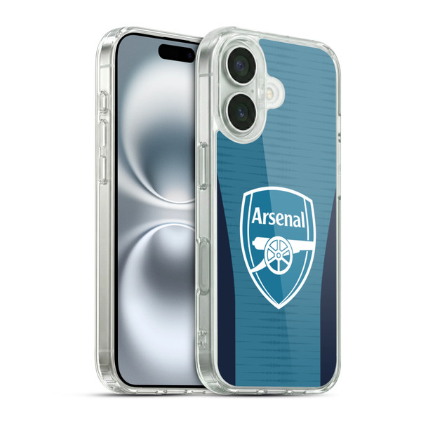 Arsenal FC Training Patterns Blue Soft Gel Case for Apple iPhone 16 & MagSafe
