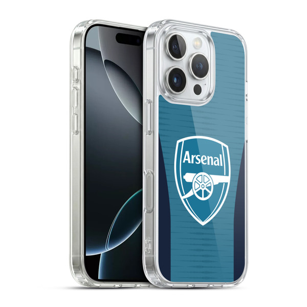 Arsenal FC Training Patterns Blue Soft Gel Case for Apple iPhone 16 Pro & MagSafe