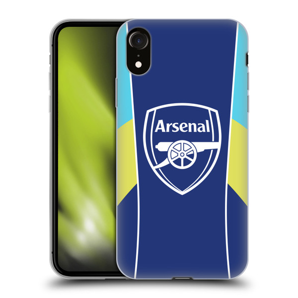 Arsenal FC Training Patterns Blue Yellow Soft Gel Case for Apple iPhone XR