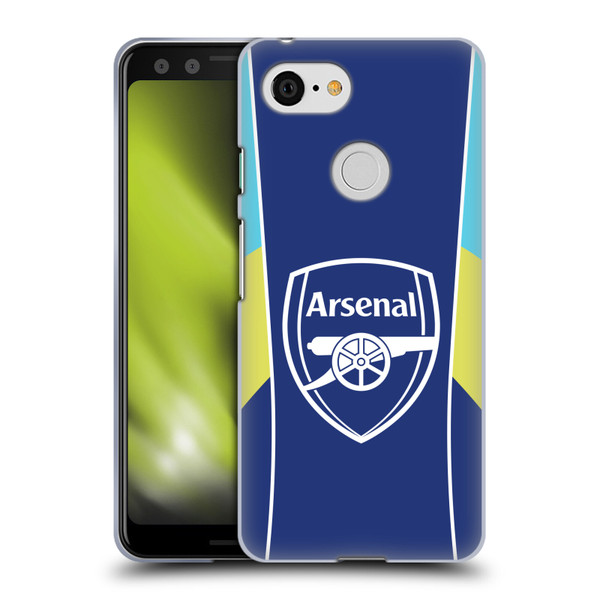 Arsenal FC Training Patterns Blue Yellow Soft Gel Case for Google Pixel 3